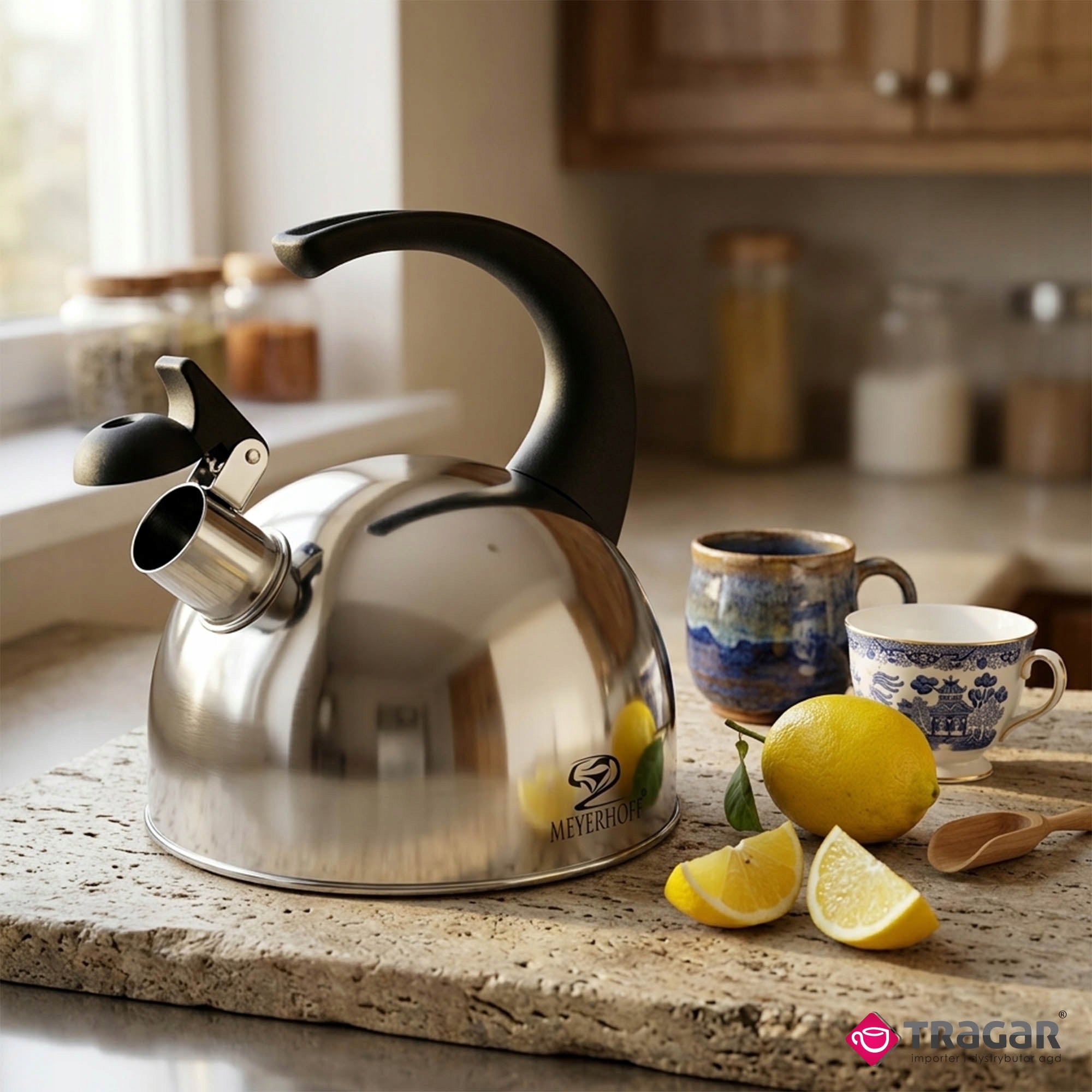 Steel Kettle 1.5L Stainless Silver for Gas Induction with Whistle Color gray