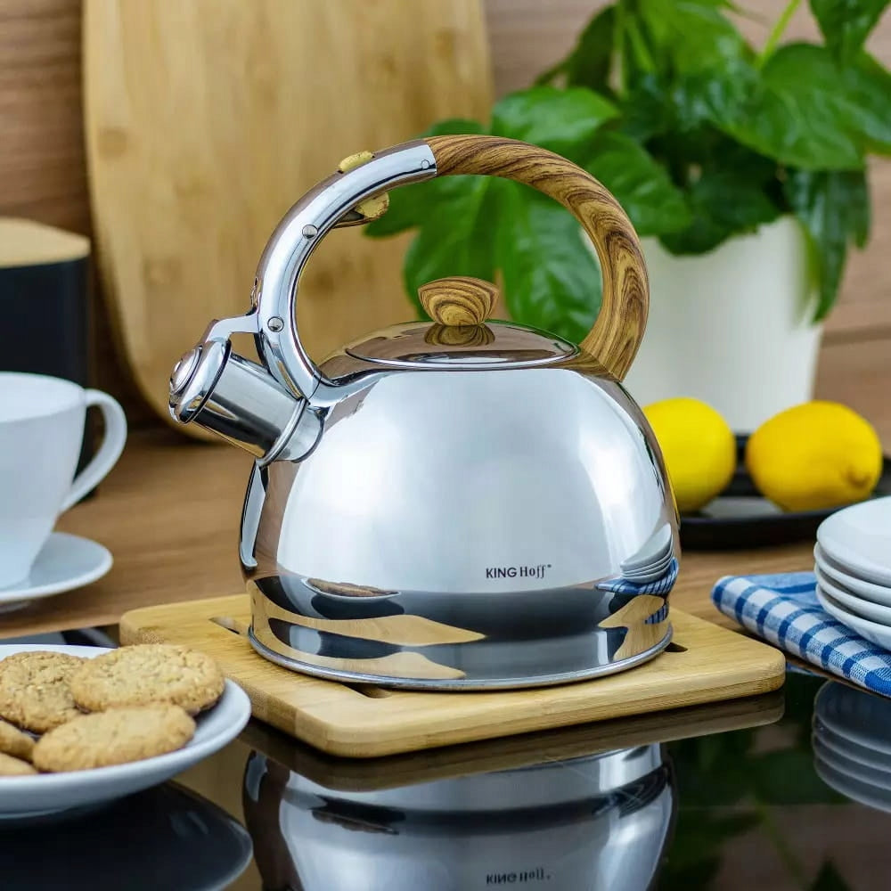 Steel Kettle with Whistle 2L Induction GAS GLOSS Brand Kinghoff