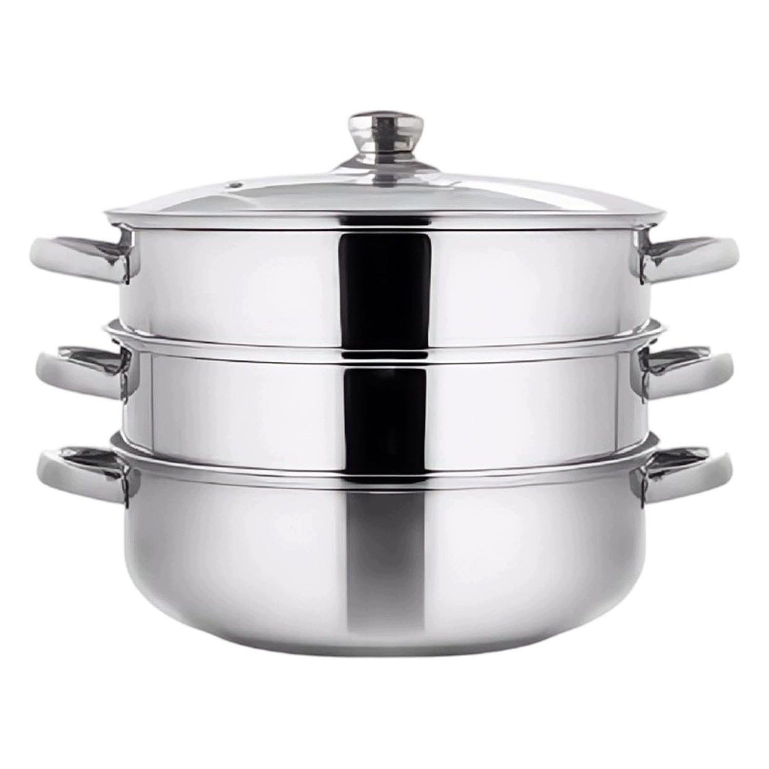 Steel Steam Cooking Steam with 3/4 Layers and Lid 28 cm