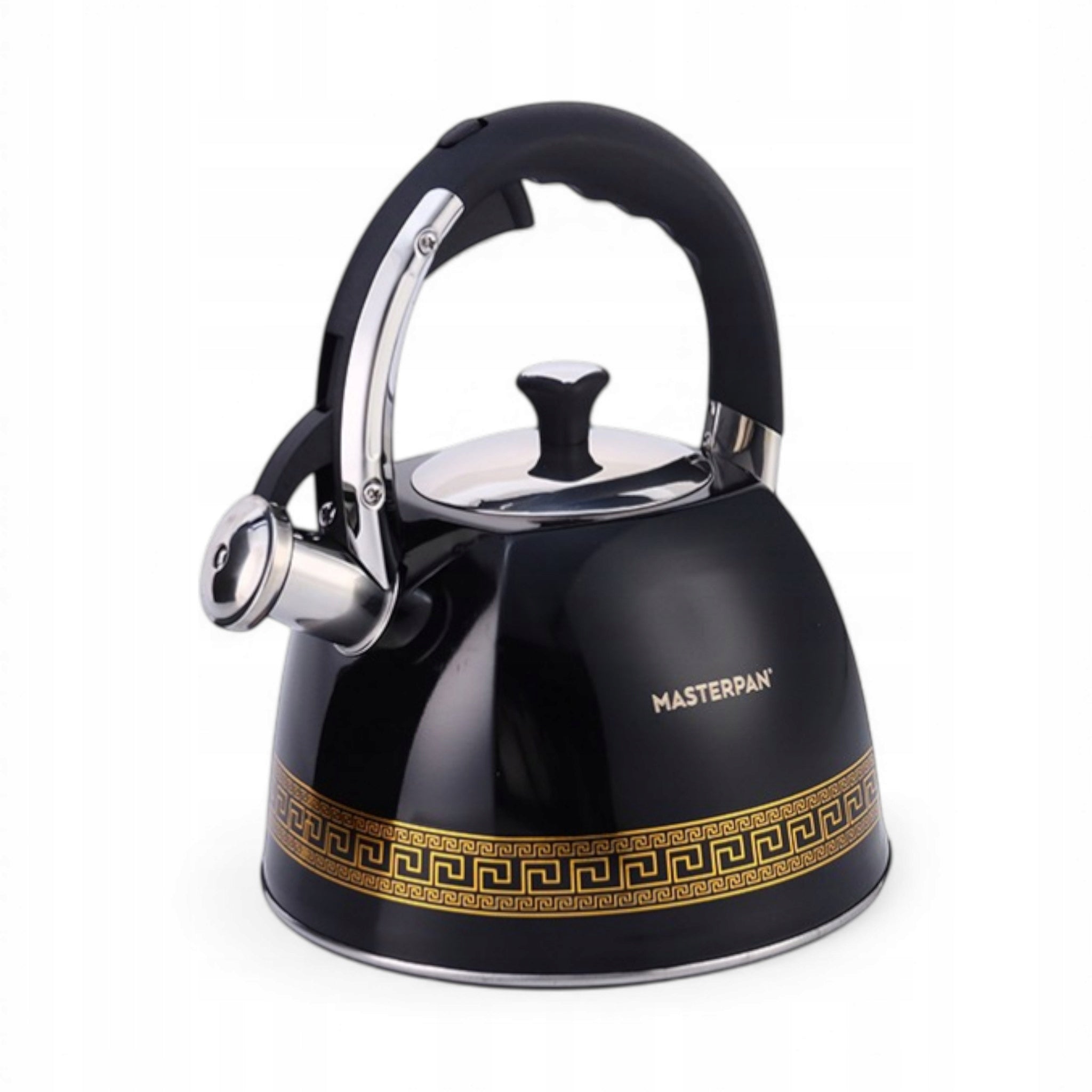 Steel gas kettle with whistle large 3L induction black MASTERPAN
