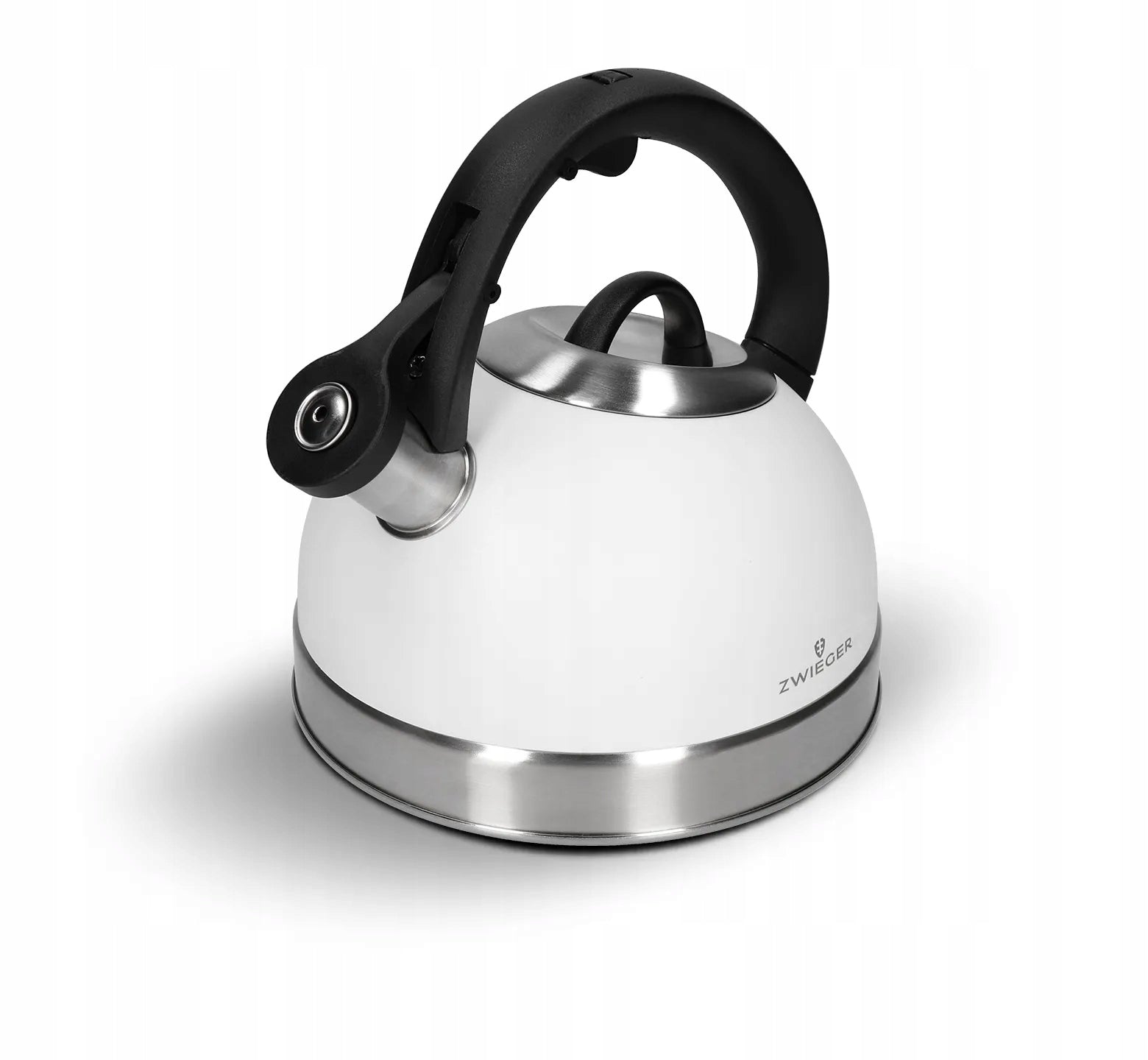 Steel kettle 2,5 l white with whistle induction gas Zwieger kitchen