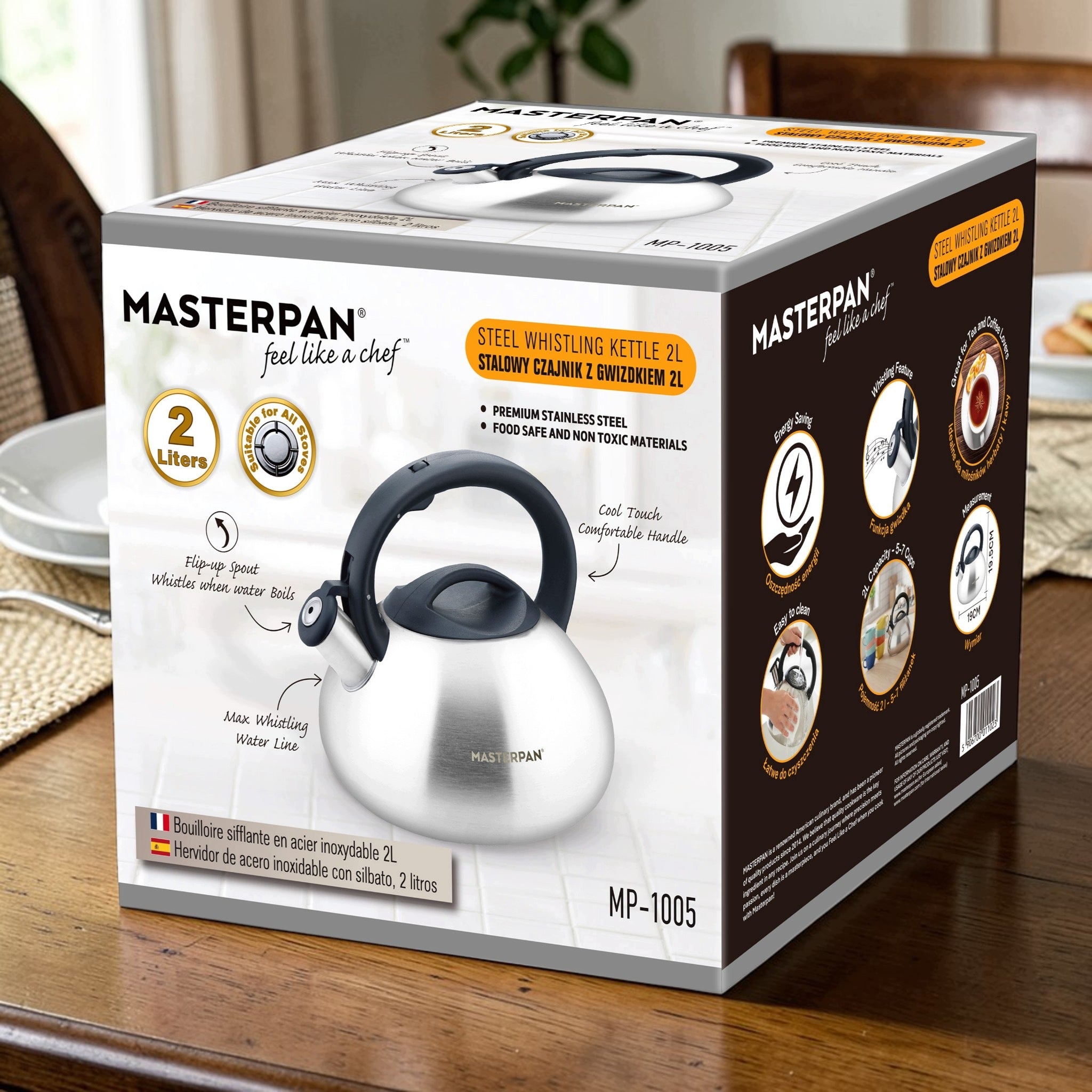 Steel kettle 3 l with whistle for induction gas grey traditional Manufacturer code MK1005