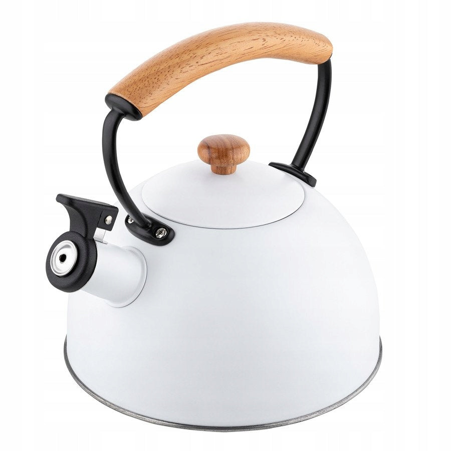 Steel kettle Florina Natura Line 2,3L white with whistle induction