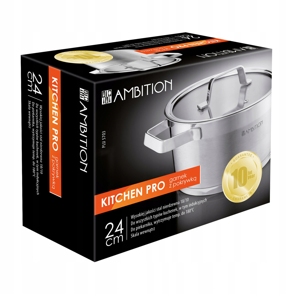 Steel pot Kitchen Pro 24 cm AMBITION 31023 Capacity 5.9 l