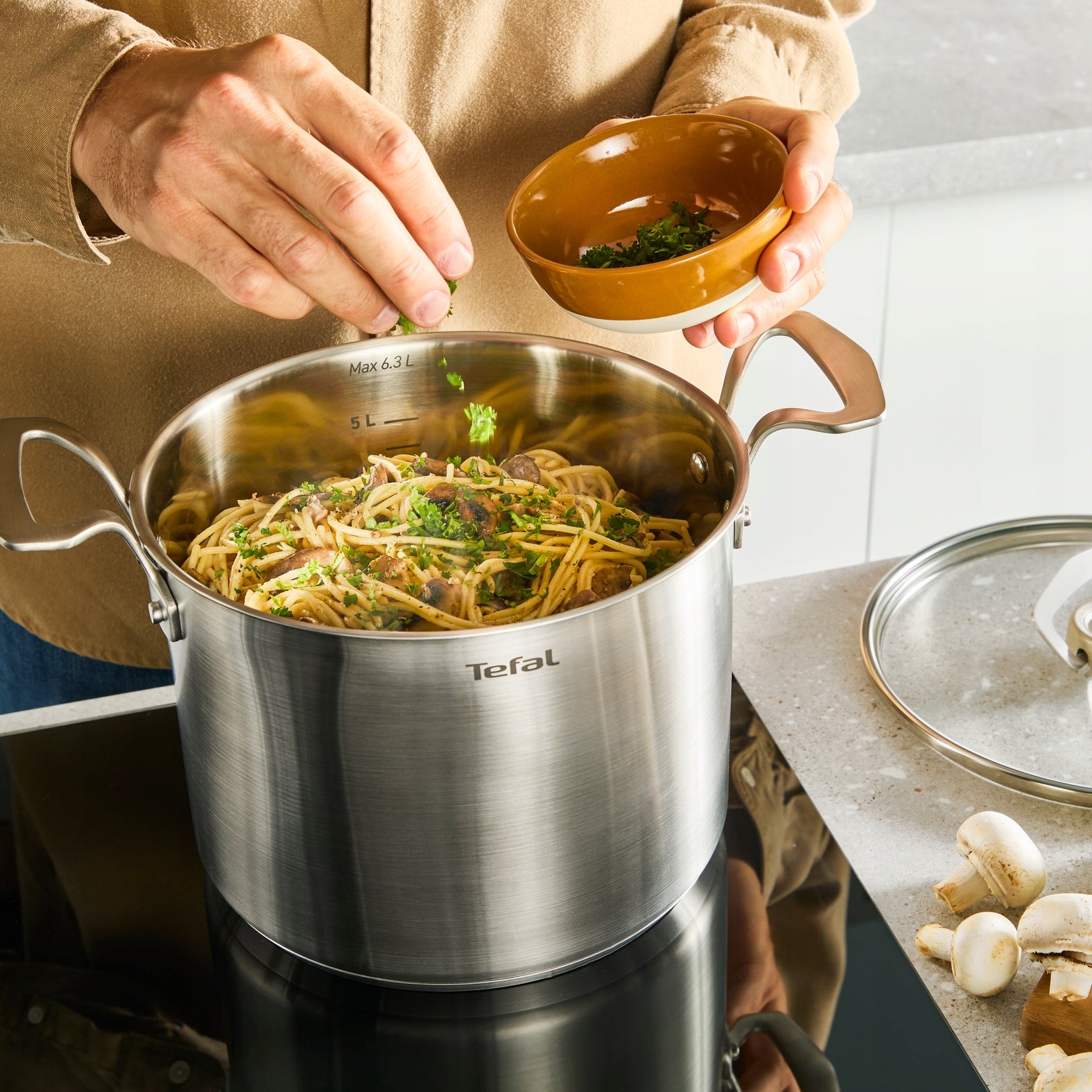 Steel pot with lid TEFAL Extreme 22cm 6,3l E5296104 induction gas Manufacturer code E5296104