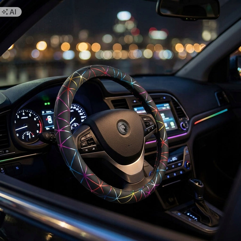 Steering Wheel Cover Eco Leather Universal COLORFUL Cobweb Manufacturer Carcommerce