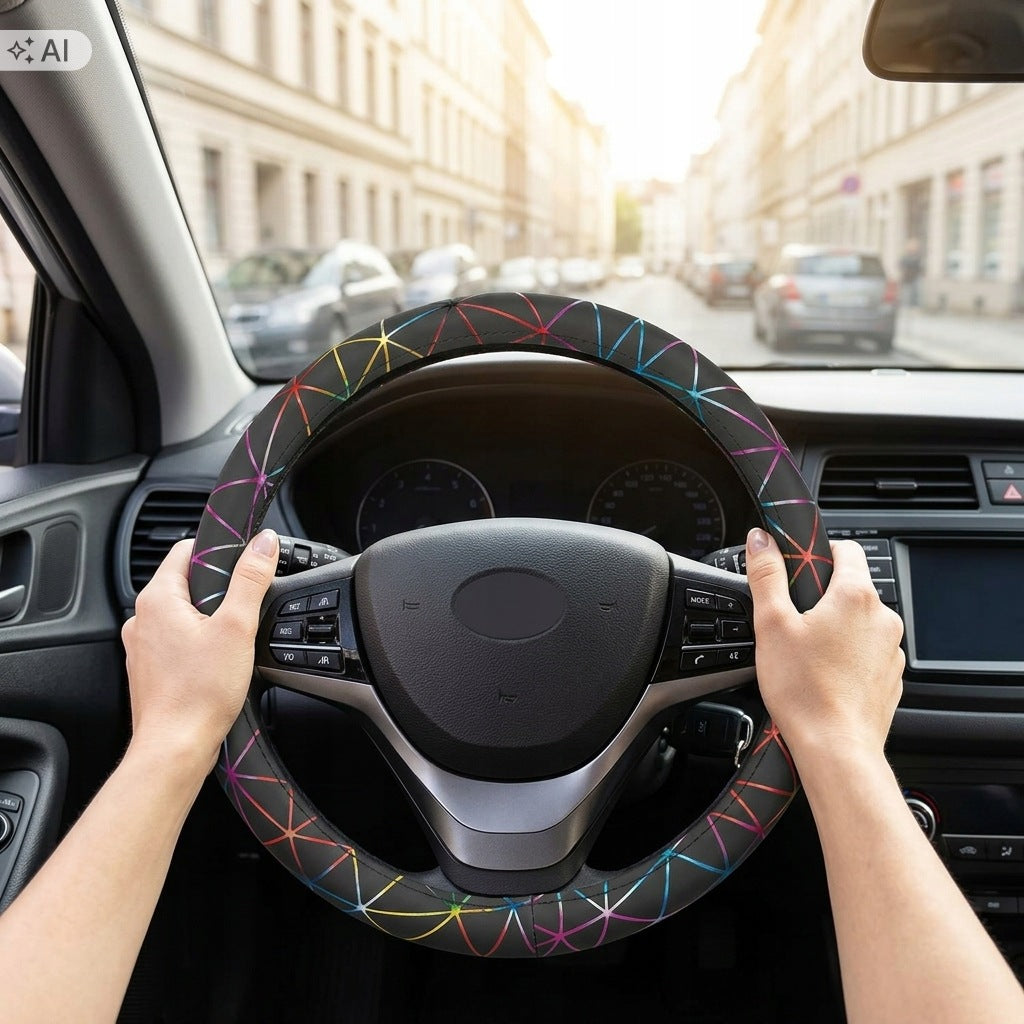 Steering Wheel Cover Eco Leather Universal COLORFUL Cobweb Packaging status original