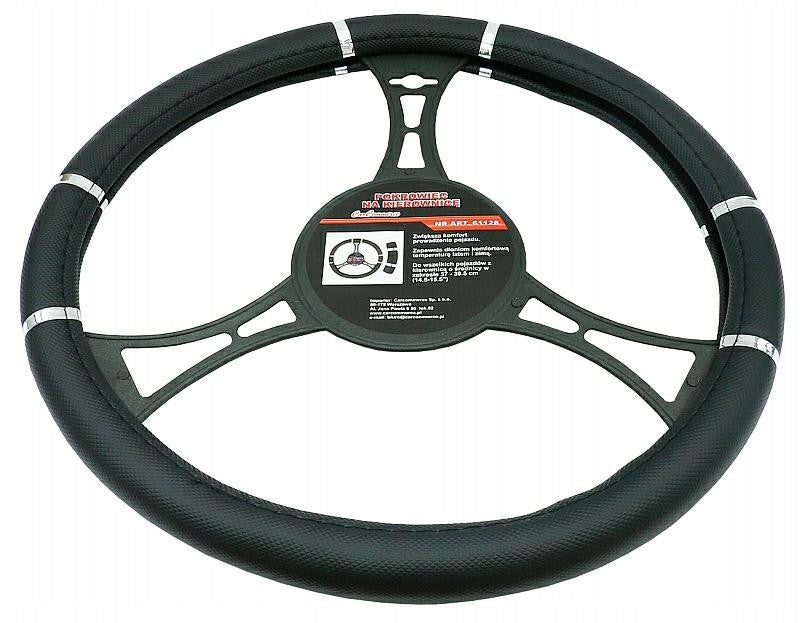Steering Wheel Cover for Car Leather + Chrome 37-39 cm Car Manufacturer's catalog number 61128