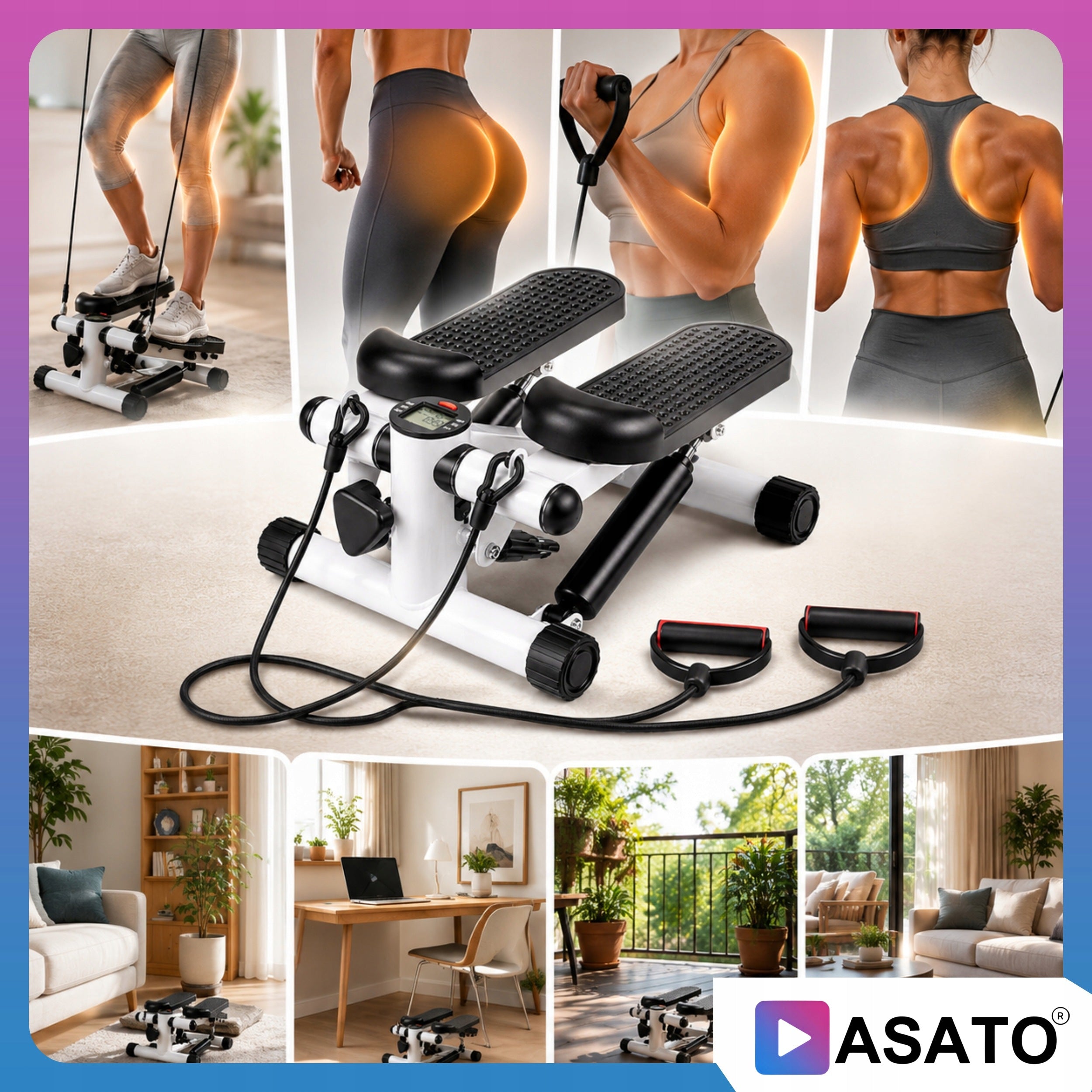Stepper Exercise Stepper with Expander Cables Counter LCD Display Manufacturer code Fitness Profesional Line
