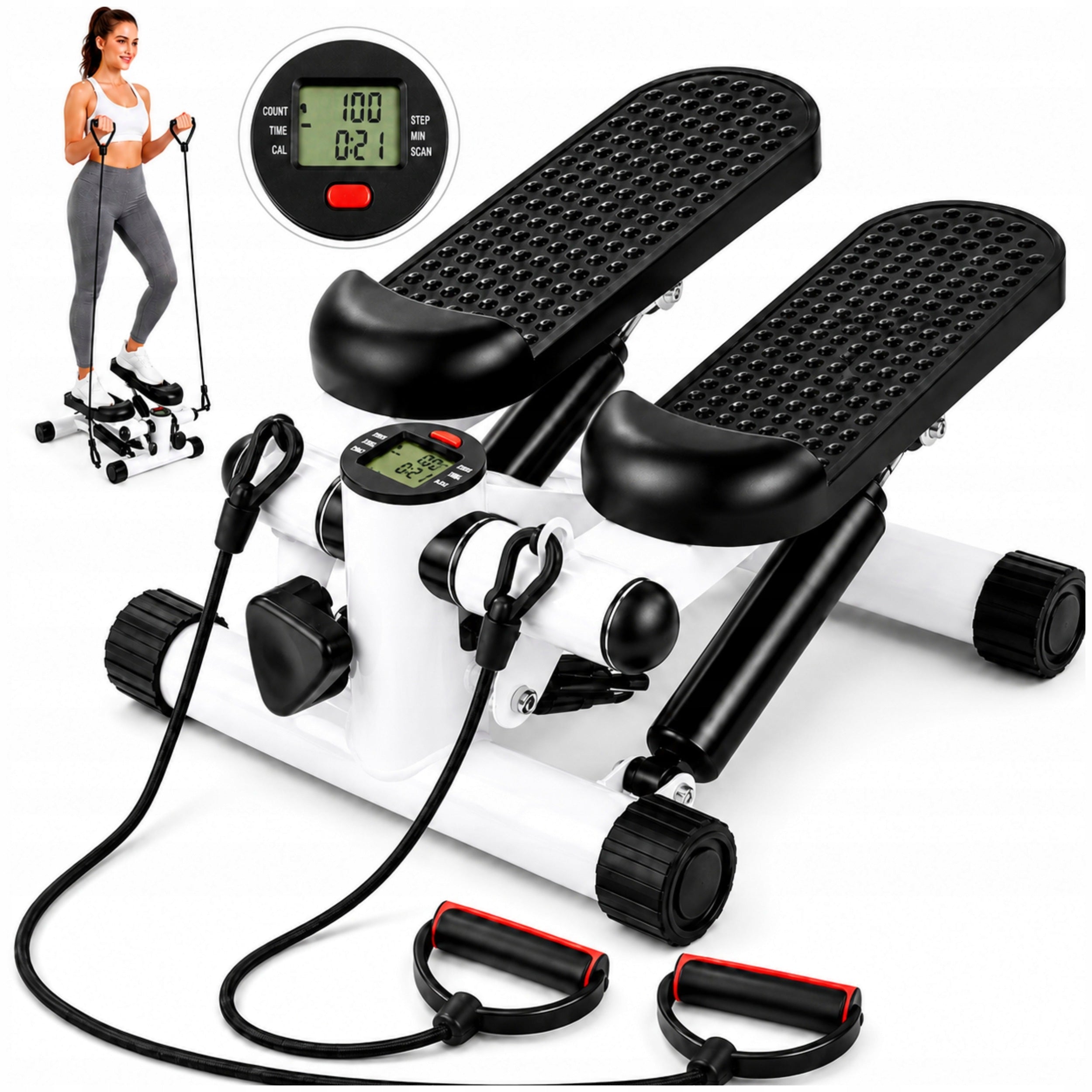 Stepper Exercise Stepper with Expander Cables Counter LCD Display