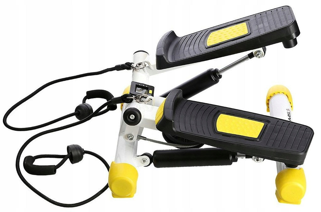 Stepper HMS S3033 angled with links Yellow Measurements training duration number of steps burned calories scan