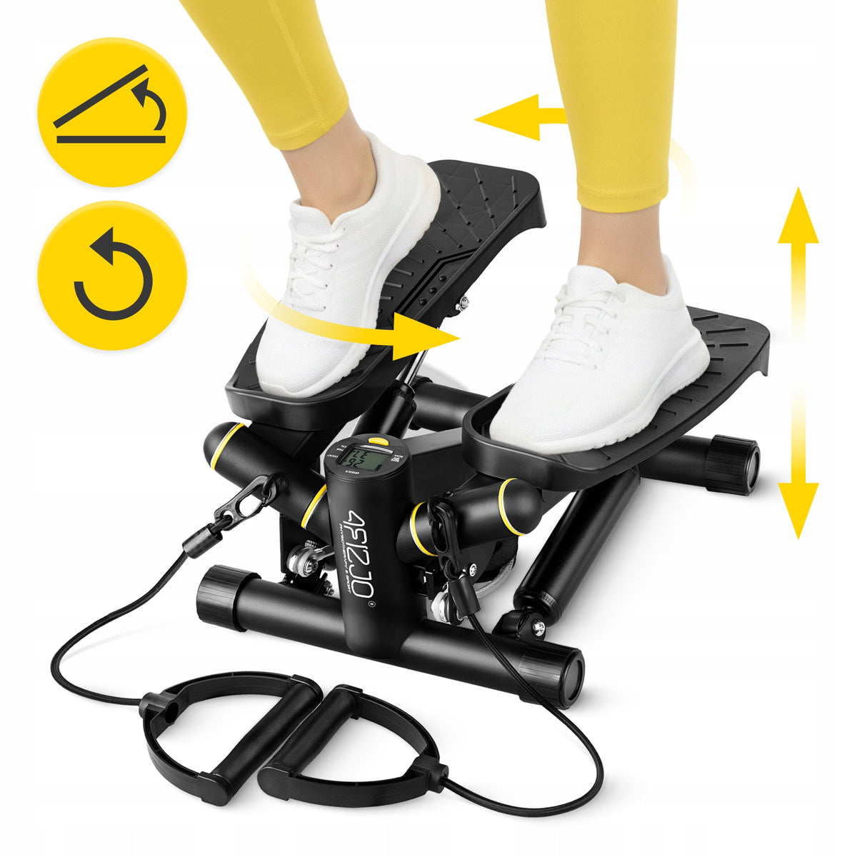 Stepper Twisted With Ropes For Home Fitness Exercise Counter Lcd Step LITE Manufacturer code Stepper skrętny LITE czarny z ekspanderami