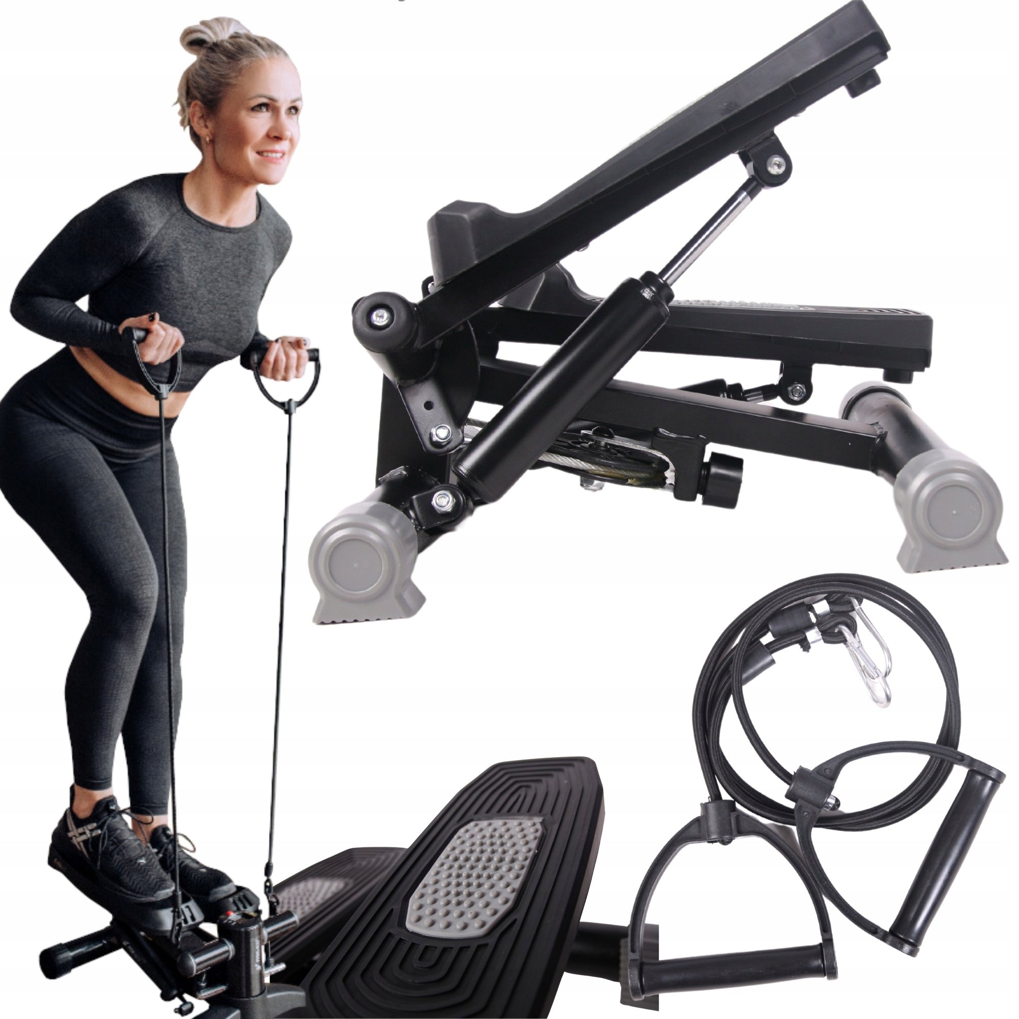 Stepper swivel with links display counter for fitness step exercises Model STEPPER SKRĘTNY Z WYŚWIETLACZ LCD+LINKI