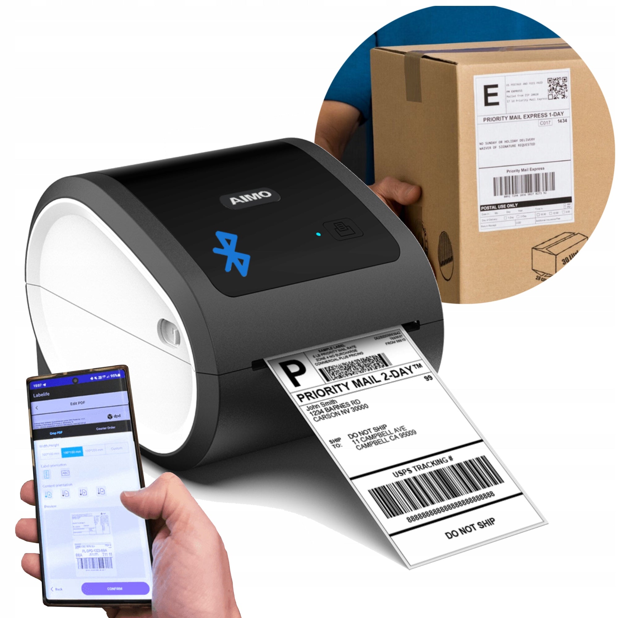Sticker Label Printer AIMO 6XL 115mm BT PC USB Label LW