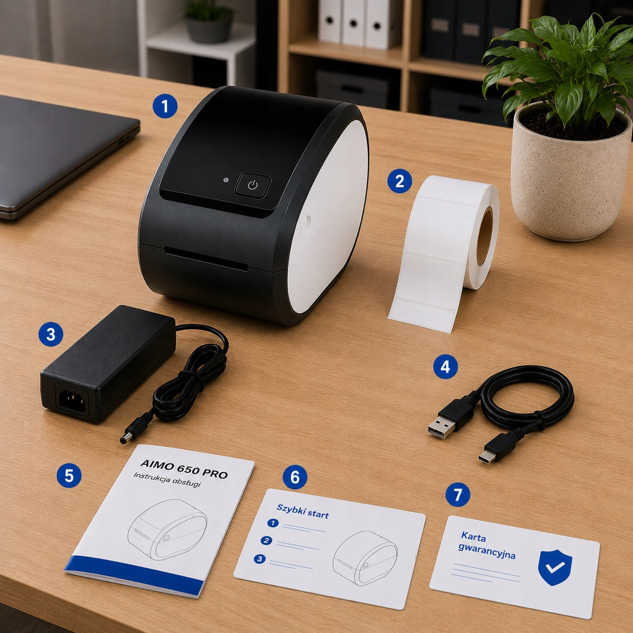 Sticker label printer AIMO 650PRO 62mm BT PC USB LAN for DYMO LW labels Manufacturer code 650-PRO