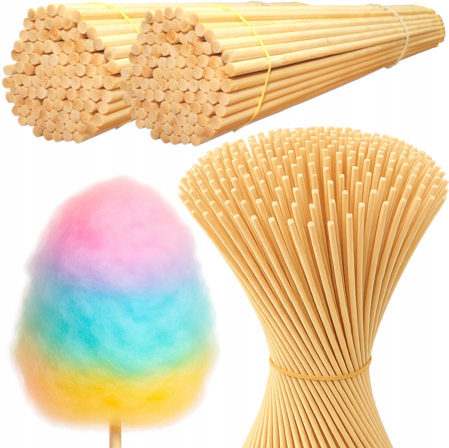 Sticks for Cotton Candy 45cm fi 4mm 200pcs Round Bamboo Sticks