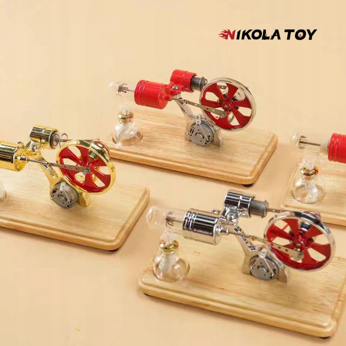 Stirling Engine Single Cylinder Bamboo Educational STEM NikolaToy Gift Brand no brand