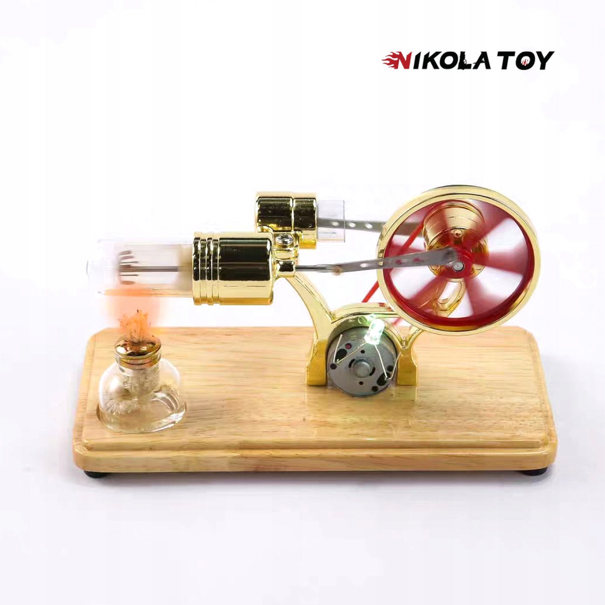 Stirling Engine Single Cylinder Bamboo Educational STEM NikolaToy Gift Manufacturer code NK-2593