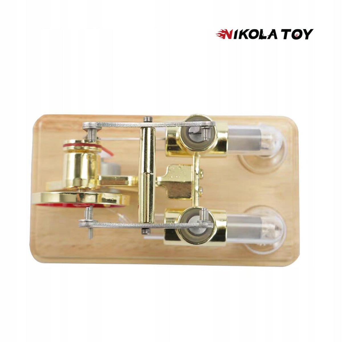 Stirling Engine Two Cylinder Bamboo Educational STEM Gift NikolaToy Manufacturer code NK-2594