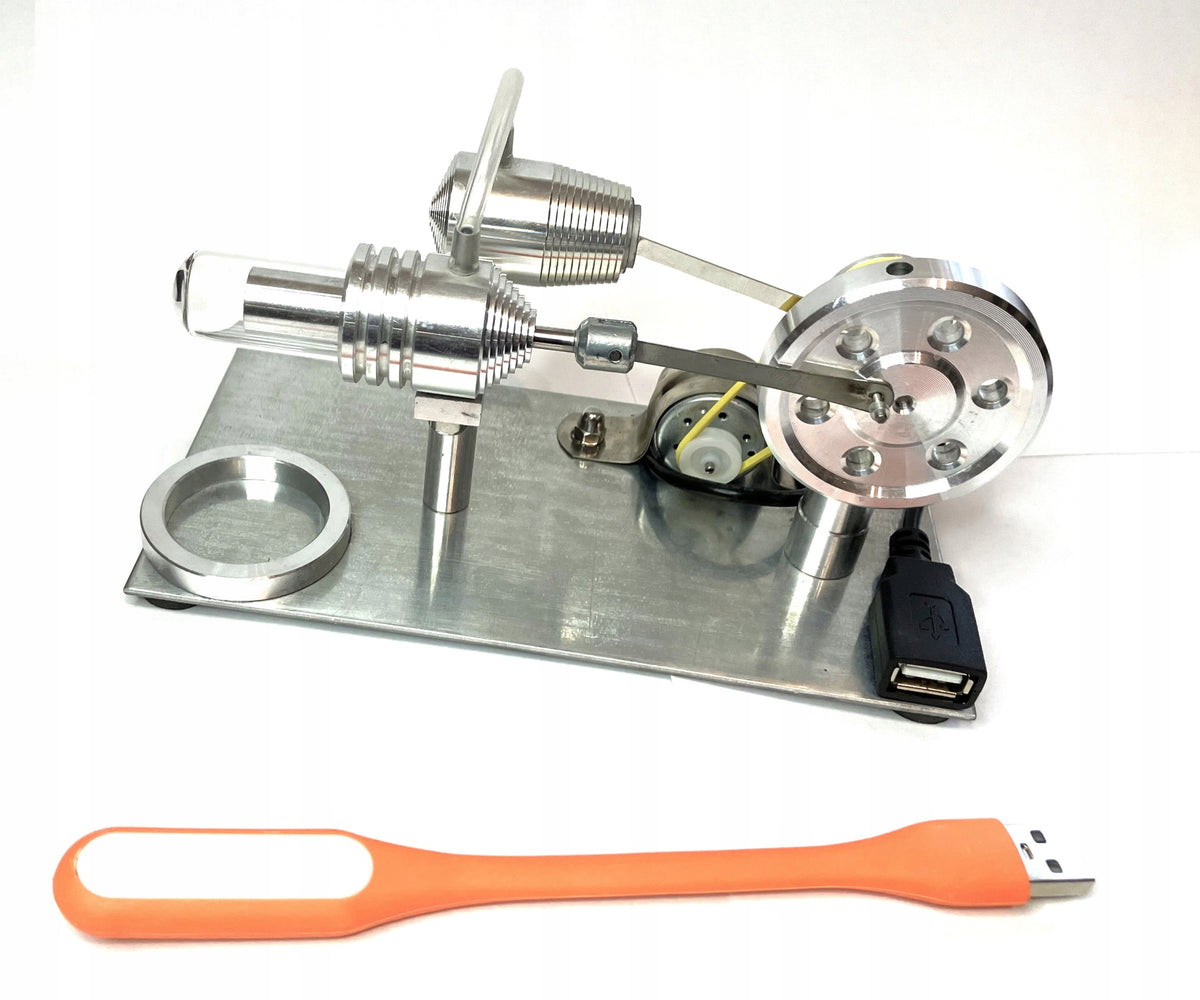 Stirling motor model with LED and USB lamp generator Packaging status original