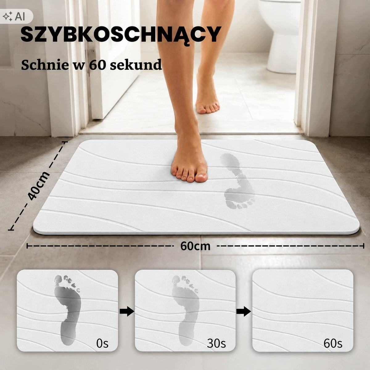 Stone Bathroom Mat 39x60 Non-Slip Quick-Drying Super Absorbent Packaging status original