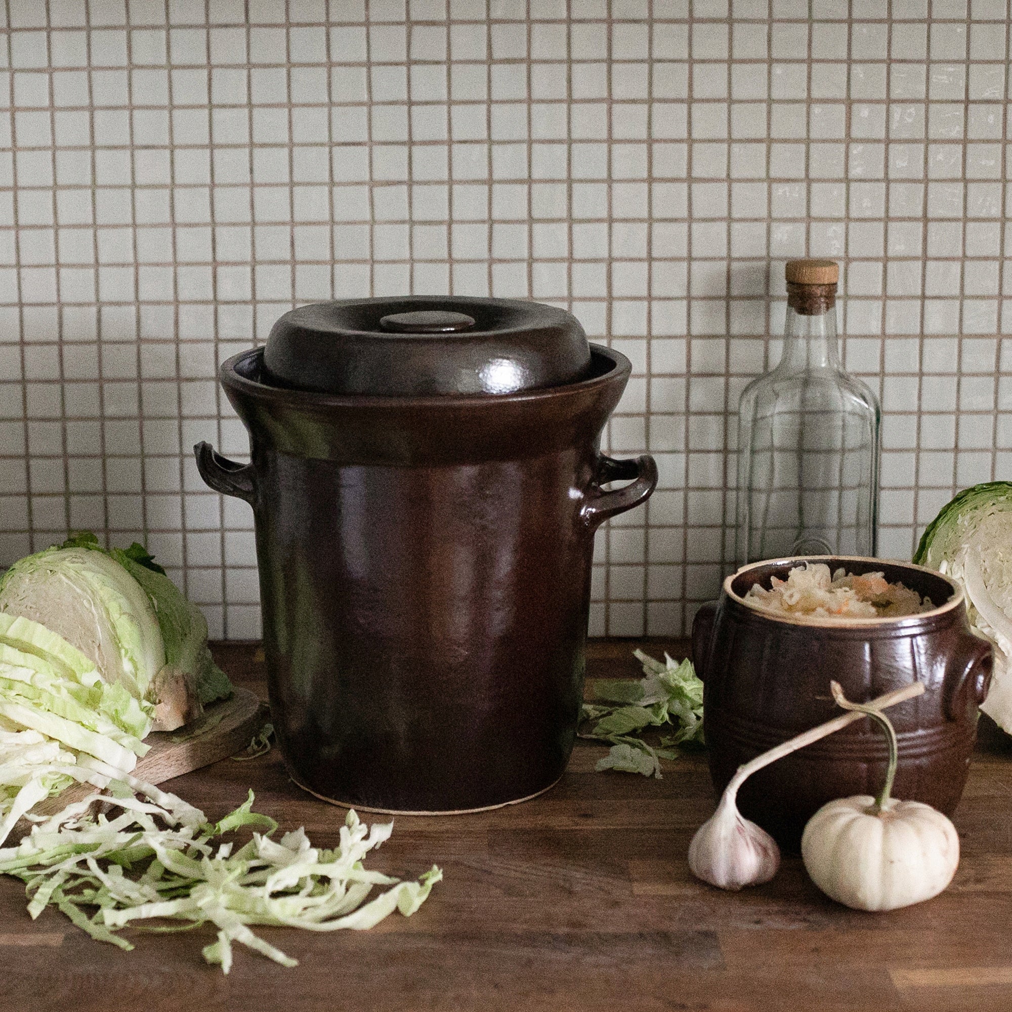 Stoneware - 10l pickling pot with water seal and pickling lid Manufacturer code 771410