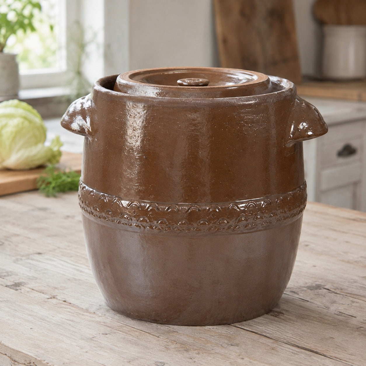 Stoneware 20l barrel for pickling cucumbers cabbage stoneware pot with lid Manufacturer code BECZKA KAMIONKOWA 20l tradycyjna