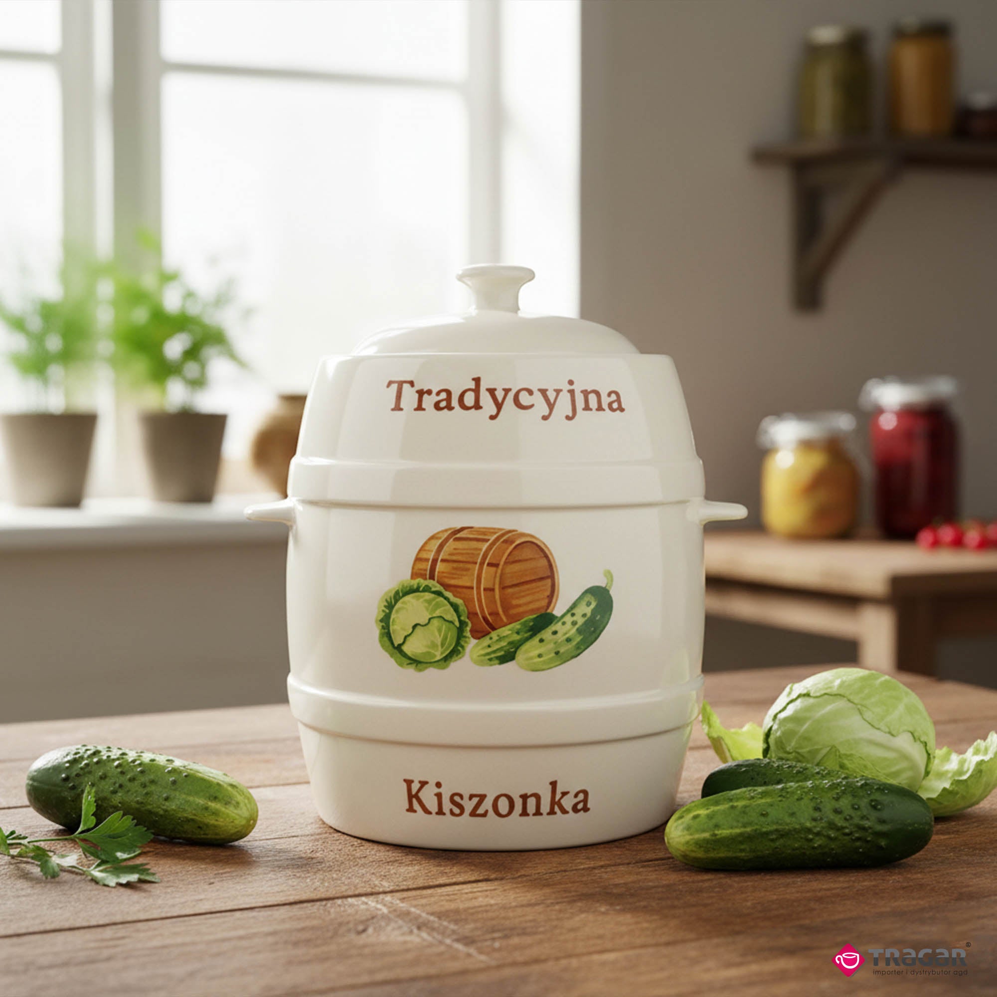 Stoneware 3L Hermetic Cucumber Pickling Barrel Cabbage Jar for Silage Capacity 3 l
