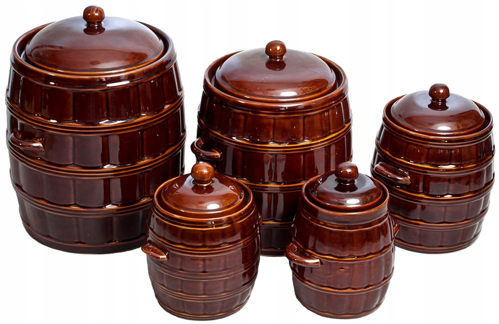 Stoneware BARREL 16L HERMETIC POT for PICKLING cabbage CUCUMBERS Manufacturer code GARNEK 16L z kołnierzem hermetyczny Hompack24