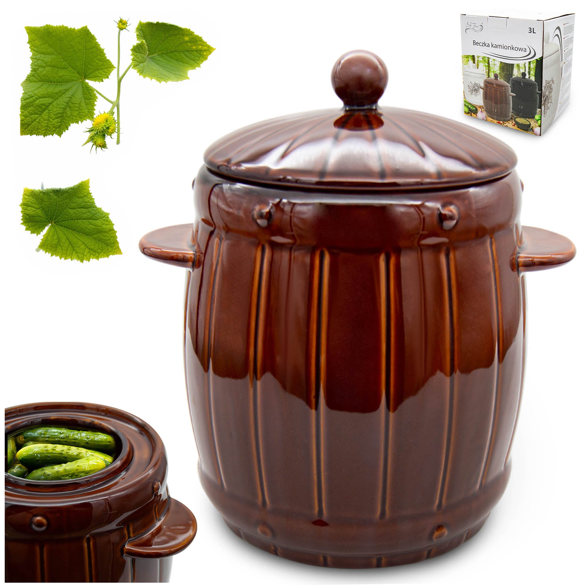 Stoneware Barrel 3L Silage Cucumber Sauerkraut Jar Hermetic