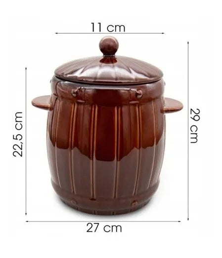 Stoneware Glazed Barrel 6 L Brown Tragar Packaging status original