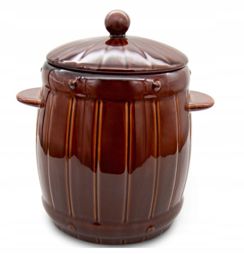 Stoneware Glazed Barrel 6 L Brown Tragar