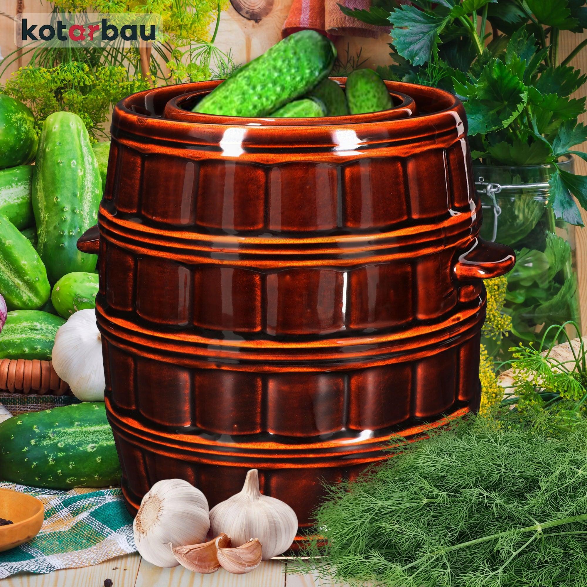 Stoneware POT 12 l Stoneware BARREL for PICKING CUCUMBERS cabbages COLLAR Manufacturer code J460