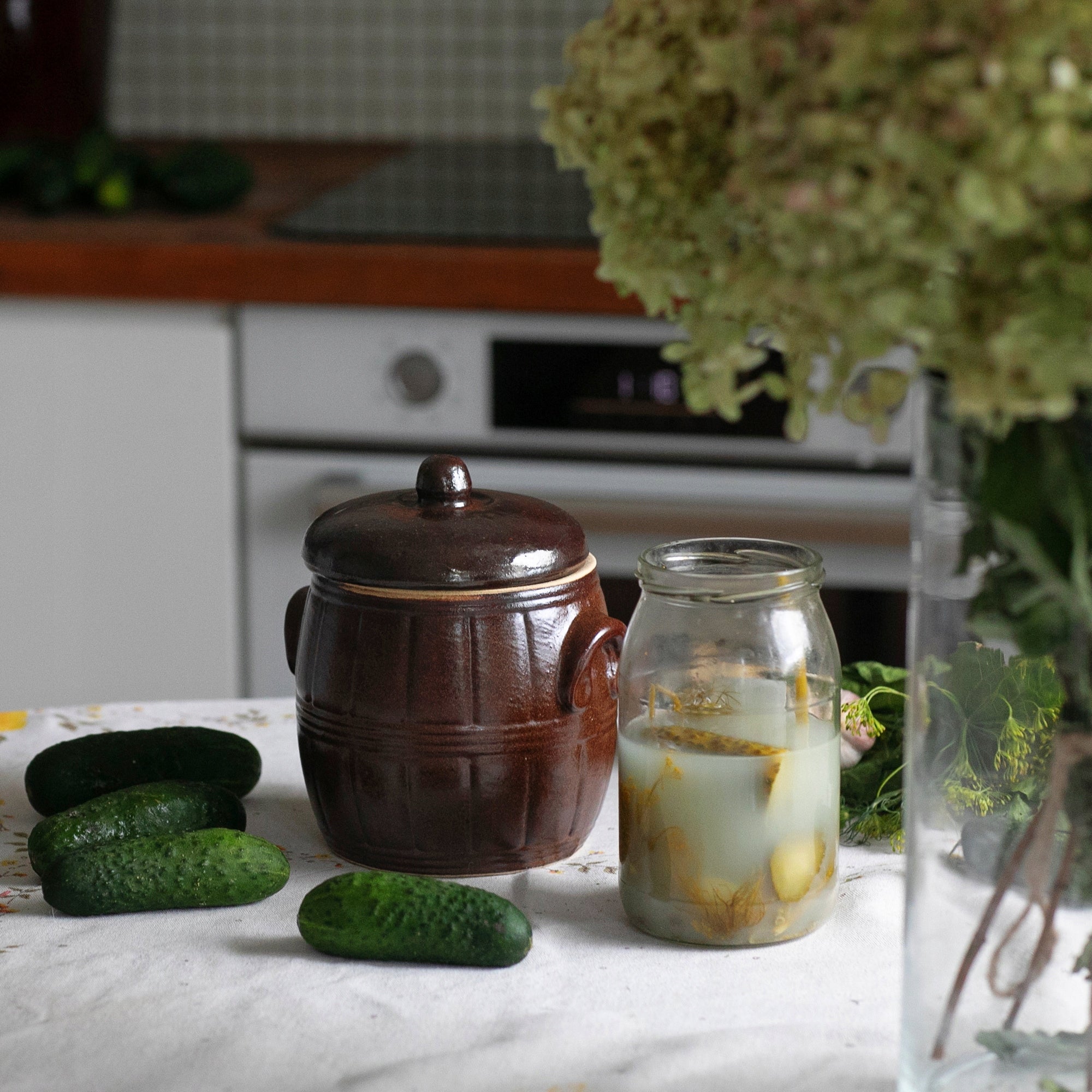 Stoneware - barrel 4,5l with lid for pickling cabbage cucumber beets Packaging status original