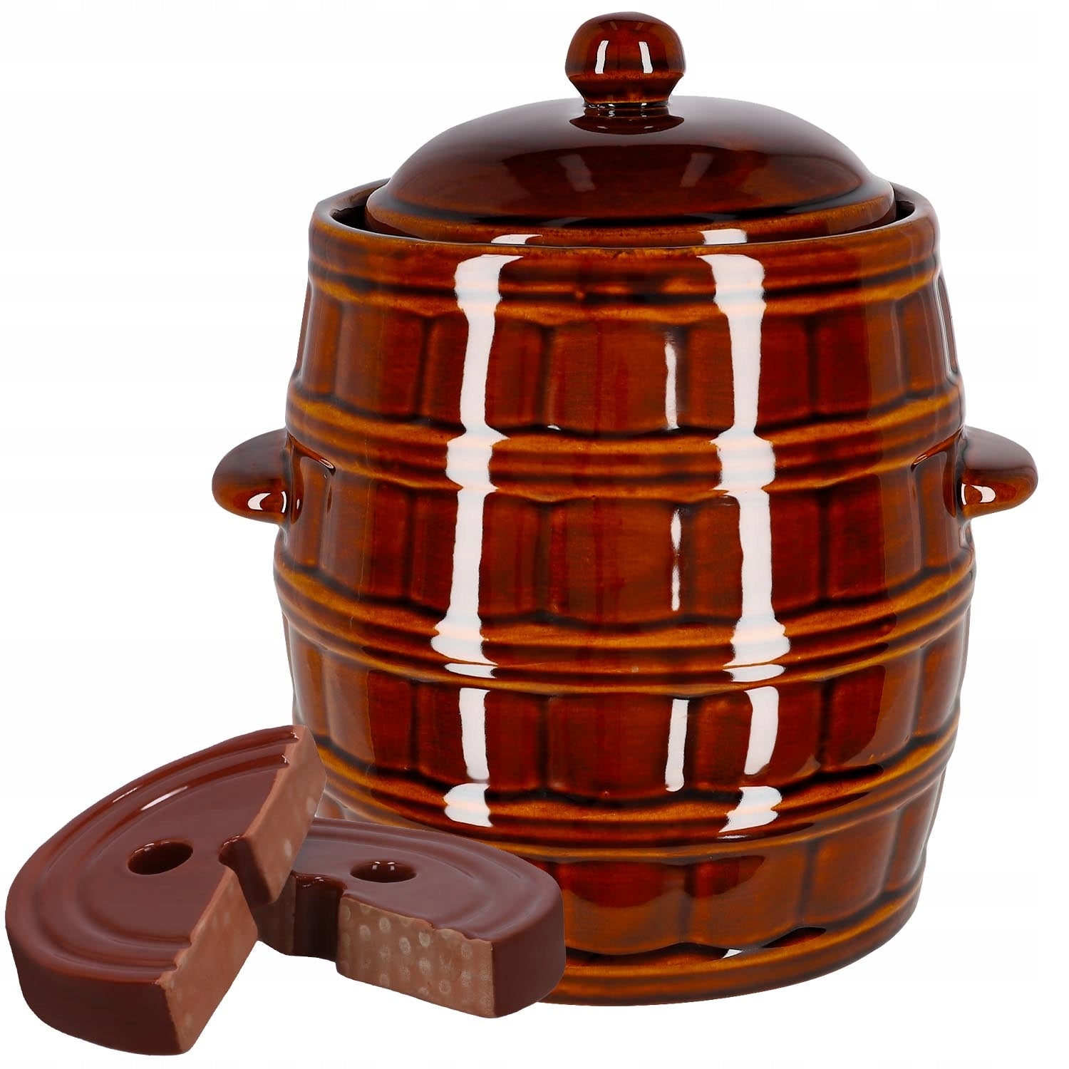 Stoneware barrel collar cover 8L pickling pot + pressure stone
