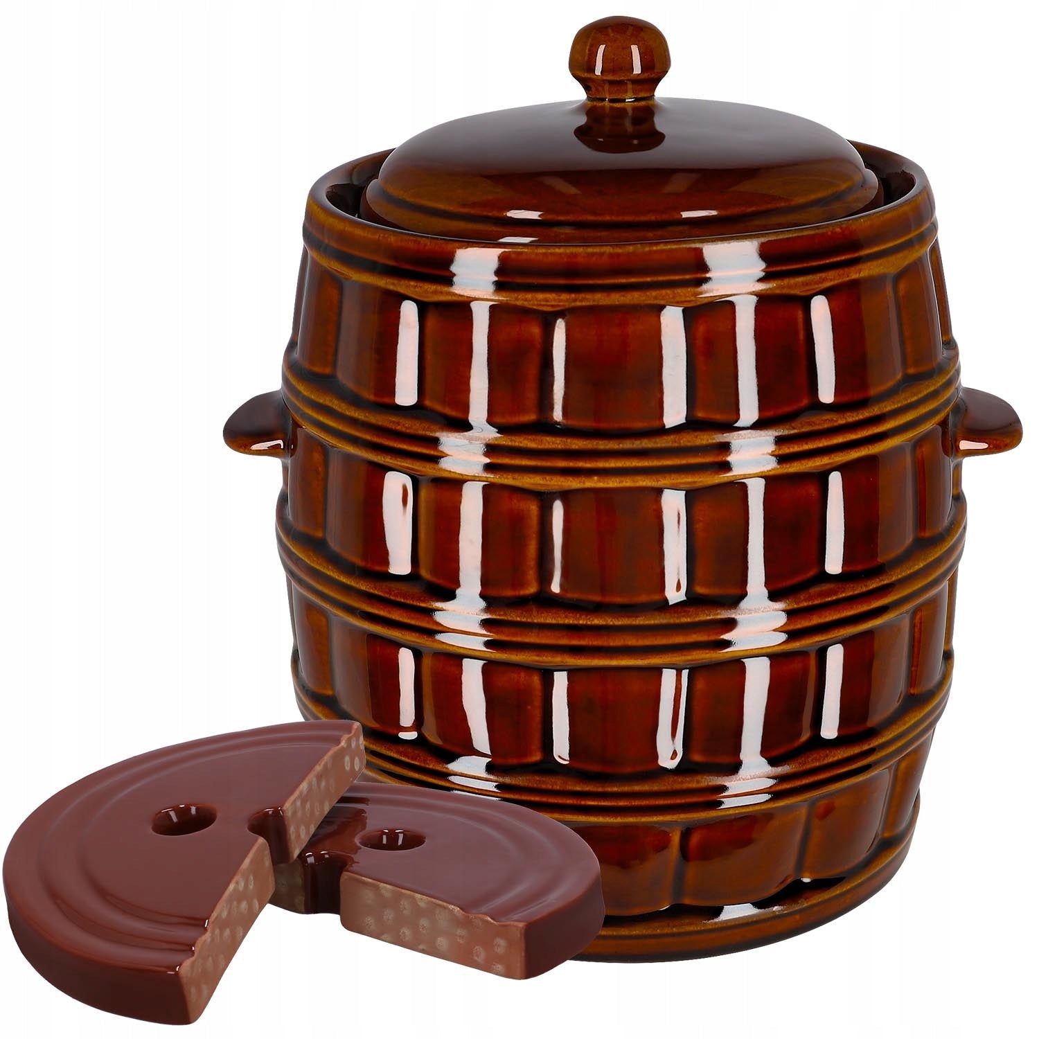 Stoneware barrel with lid 12L pot for pickling cucumbers pressure stone