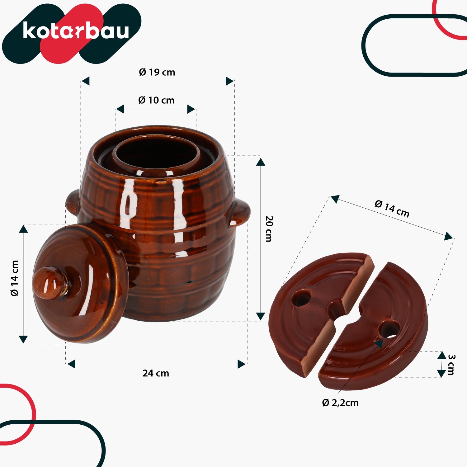 Stoneware barrel with lid 5 L pot for pickling cucumbers pressure stone Capacity 5 l