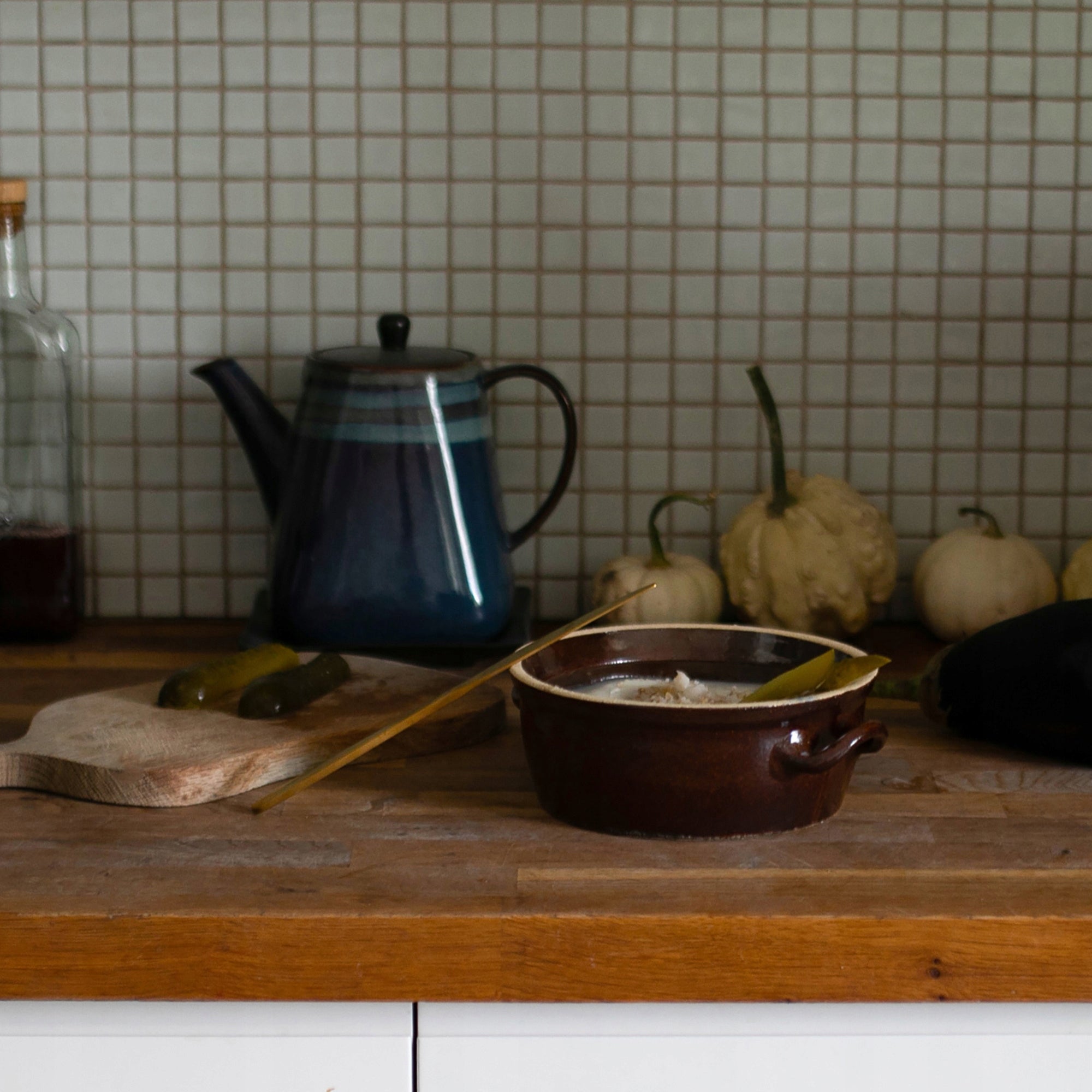 Stoneware - pot 800ml for lard with lid brown Manufacturer code 771006
