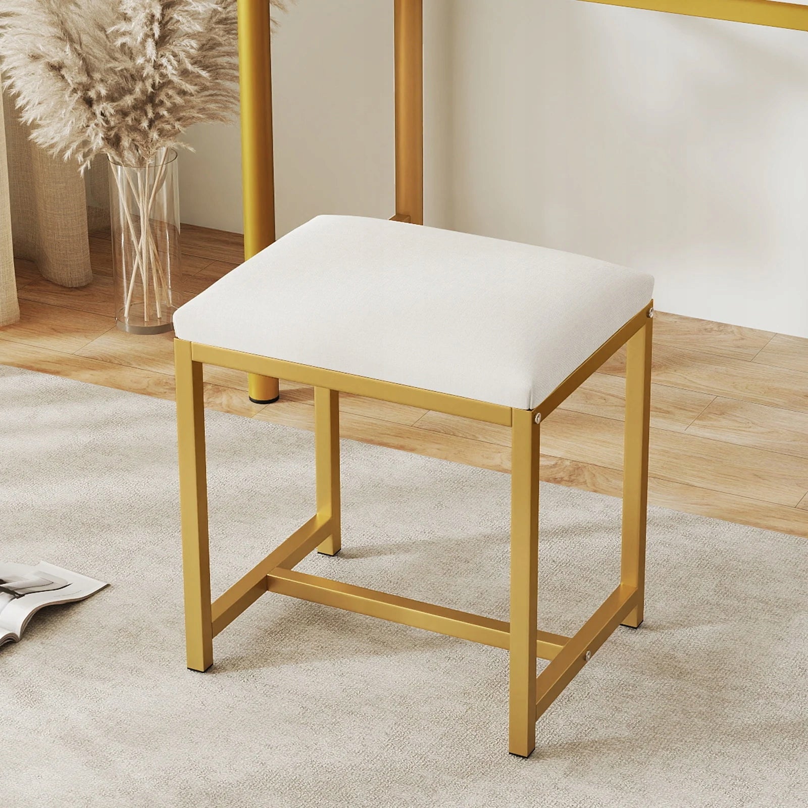 Stool with soft upholstered seat Dressing table stool Brand Costway