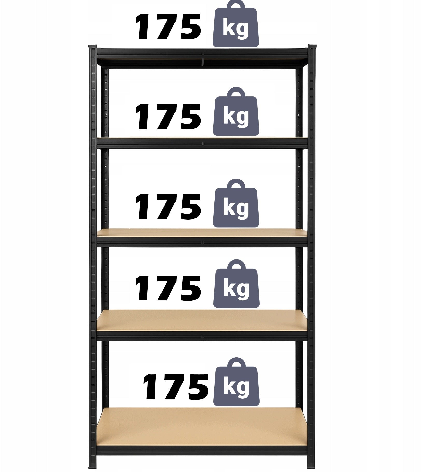 Storage garage rack for basement black 5 shelves 180x90x30cm Manufacturer code M4T-000001-04-180-90-30-BK