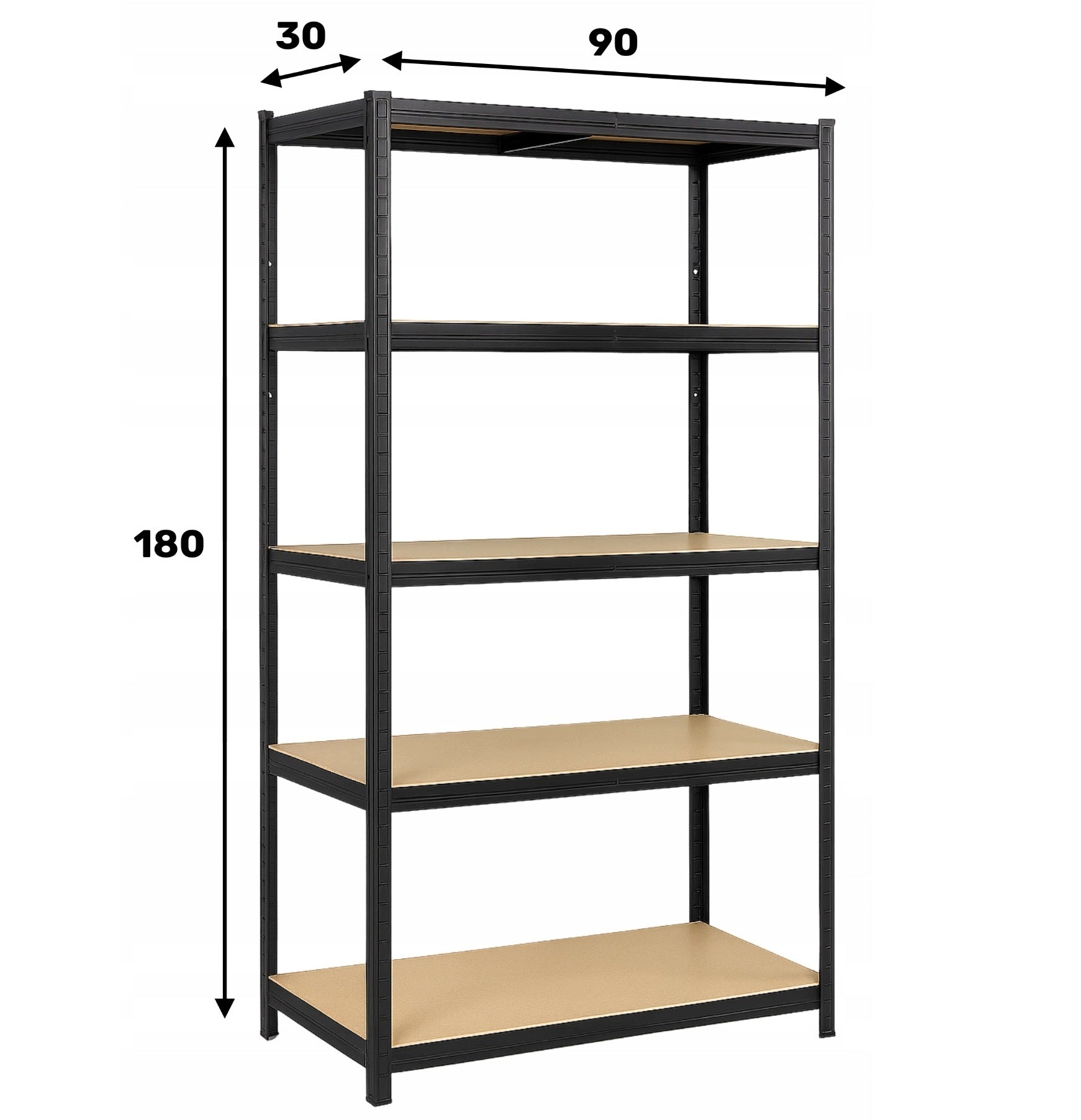 Storage garage rack for basement black 5 shelves 180x90x30cm Packaging status original