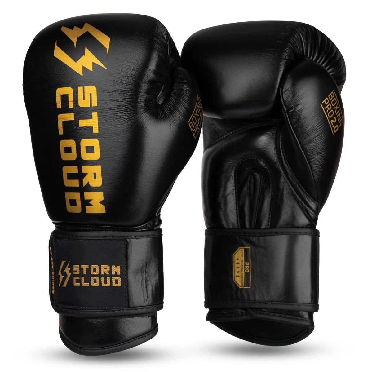 StormCloud Bovine Leather Boxing Gloves Boxing Pro 2.0 Black 14oz