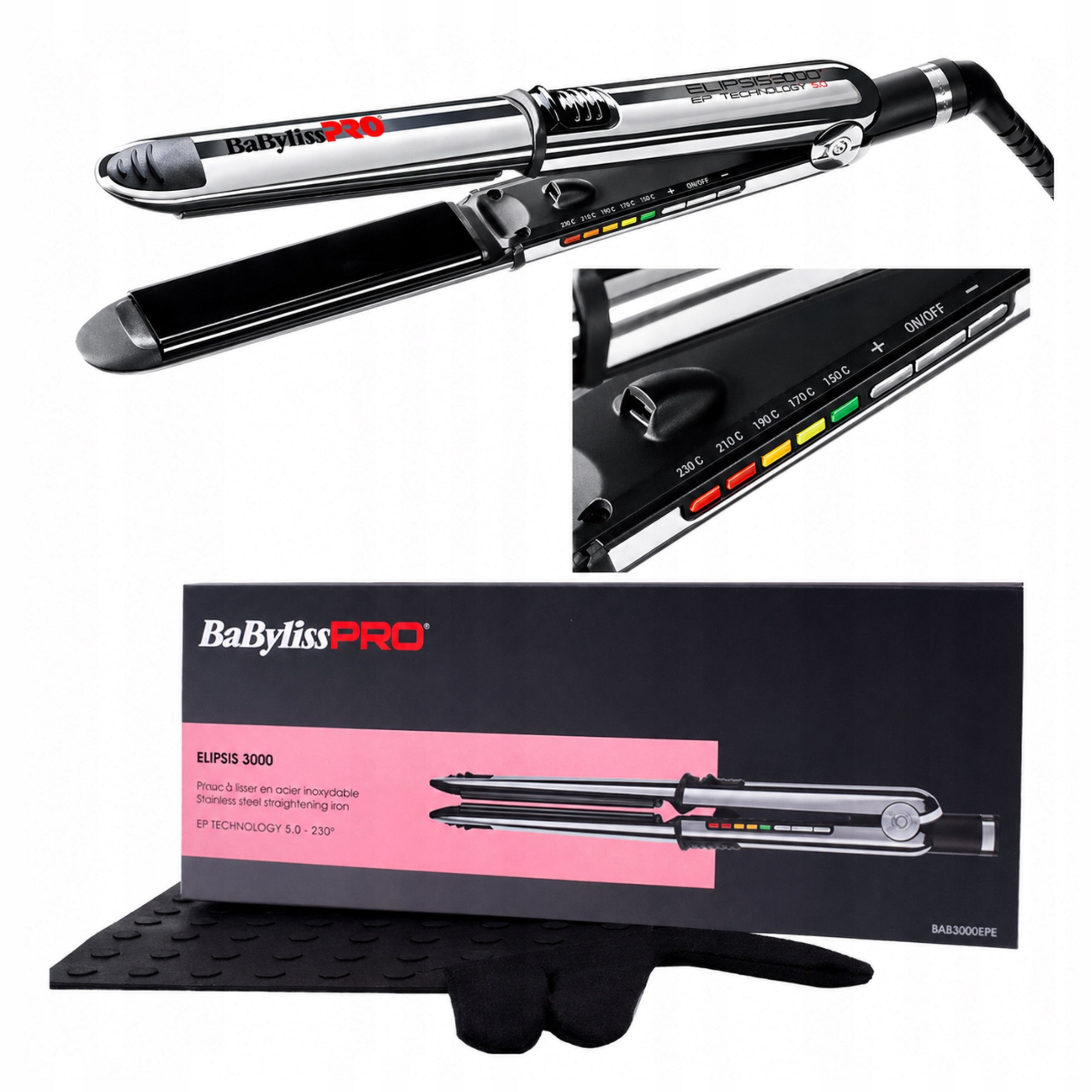 Straightener BaByliss PRO Elipsis 3000 BAB3000EPE mat+ceramic brush Packaging status original