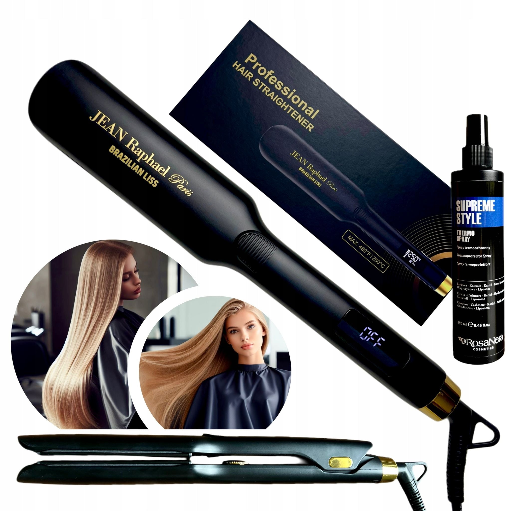 Straightener Jean Raphael BRAZILLIAN LISS Wide + Thermo protection FREE