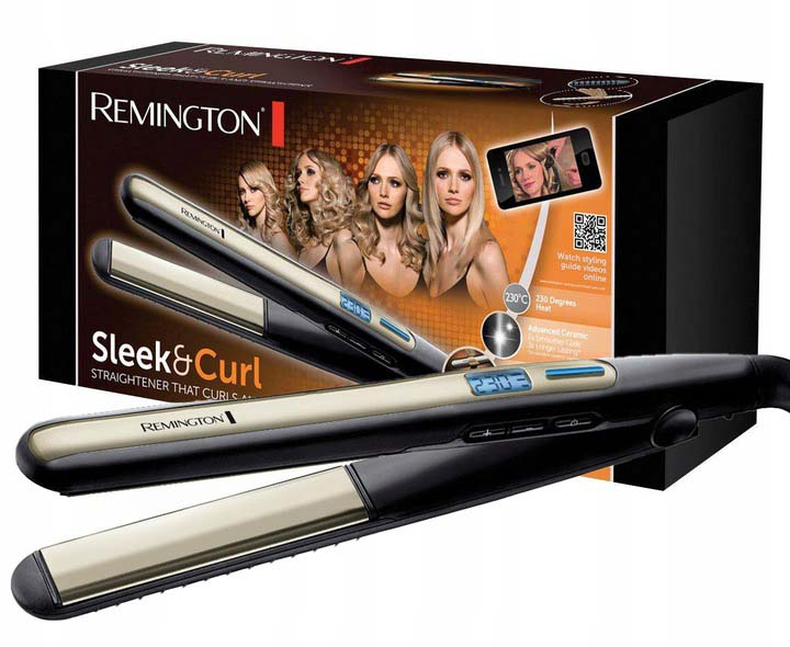 Straightener Remington S6500 Sleek & Curl 48W black and gold