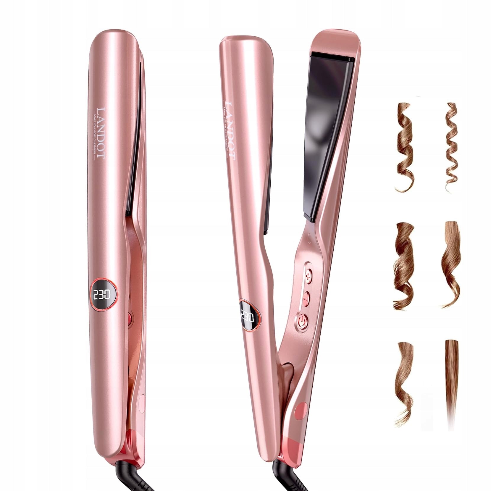 Straightener curling iron 2in1 ceramic for hair and waves temperature control