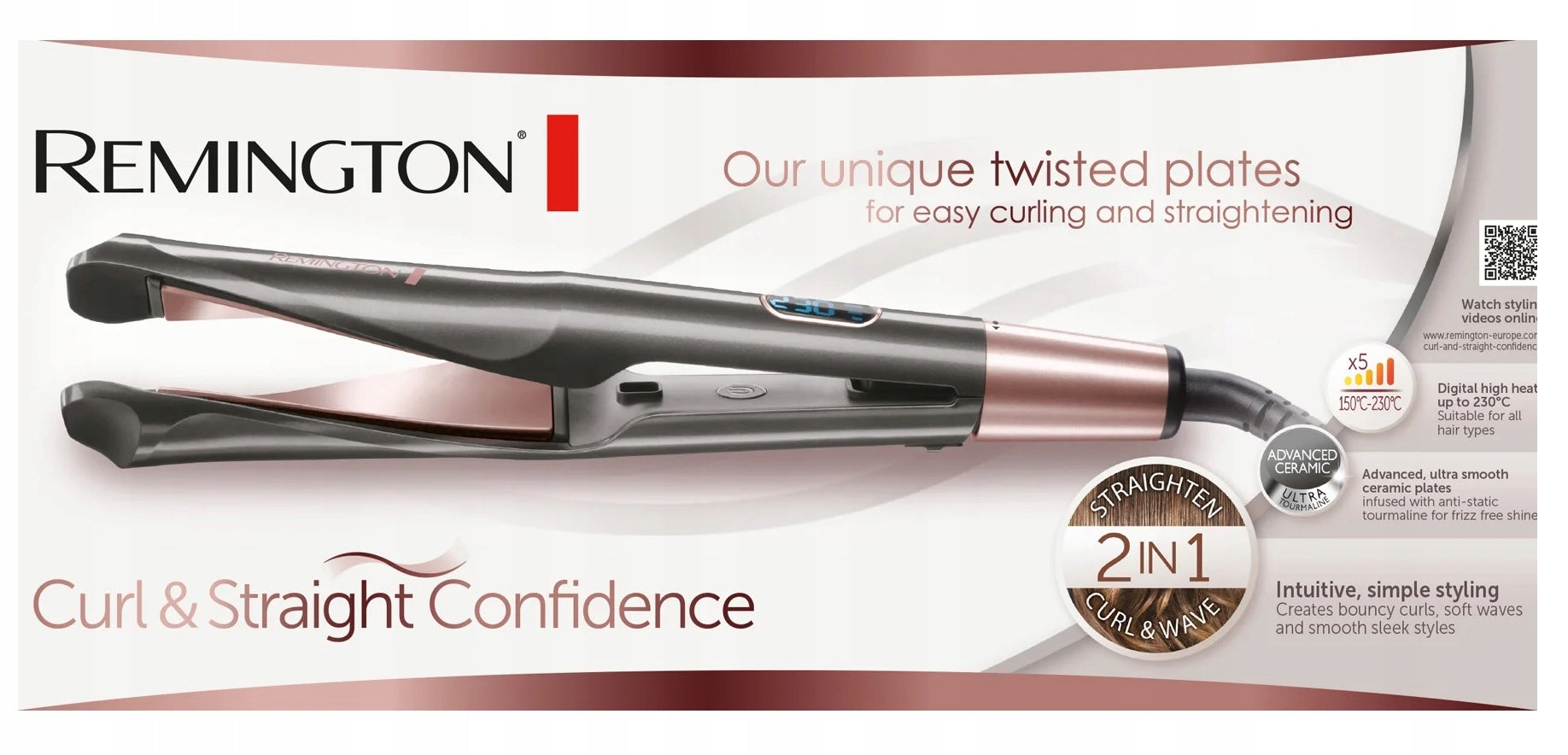 Straightener hair curler REMINGTON S6606 ceramic ionization 2in1 curls