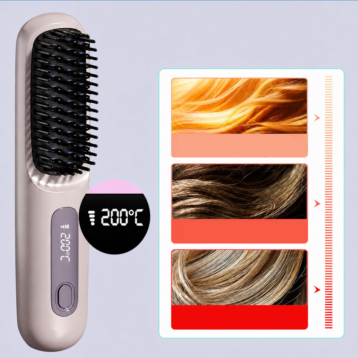 Straightening Brush Comb Straightening Wireless Ion LCD Purple Packaging status original