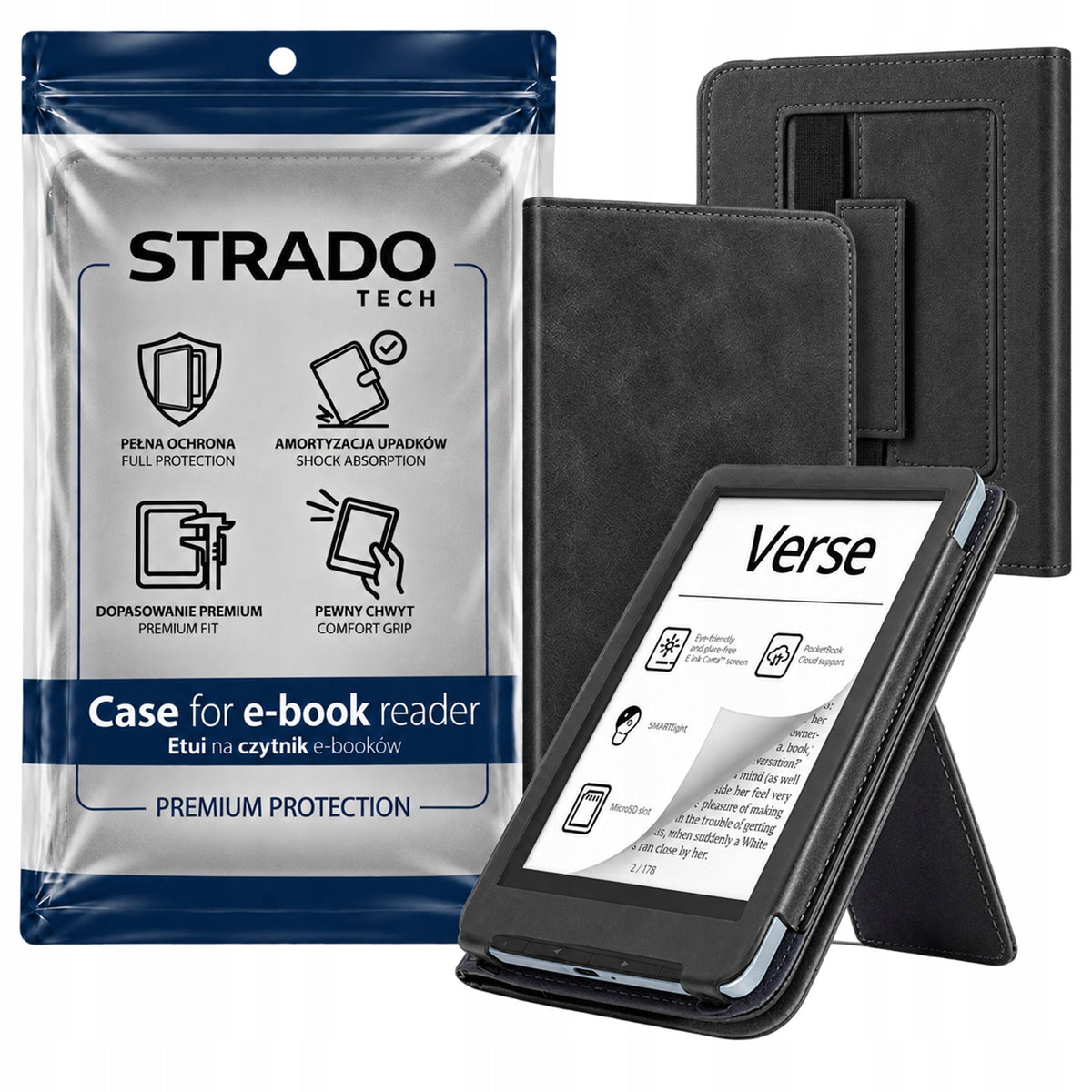 Strap Case with Handle and Stand for PocketBook Verse/ Verse Pro 629 634