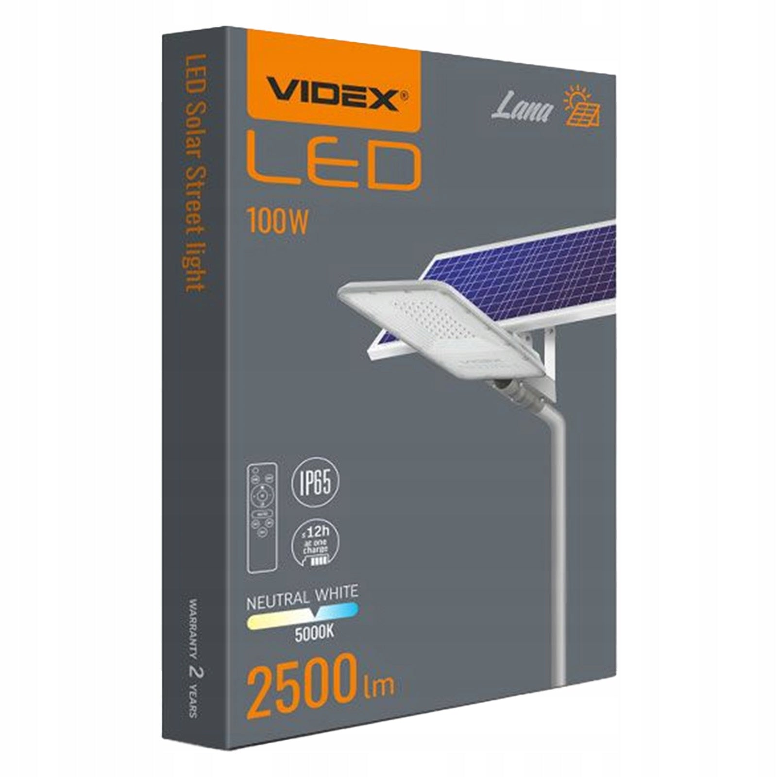Street Lamp Solar LED Floodlight With Twilight Motion Sensor Strong 100W Brand Videx